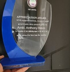 Sierra Leone Bar Association awards Ambassador Anthony Navo Jr.