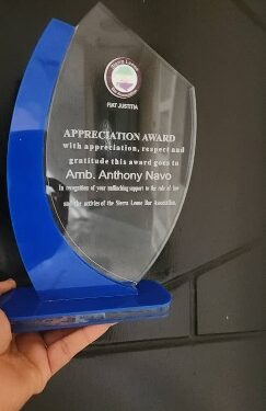 Sierra Leone Bar Association awards Ambassador Anthony Navo Jr.