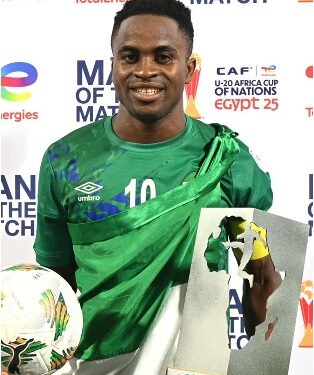 Shooting Stars Captain Wins Golden Boot at U-20 AFCON