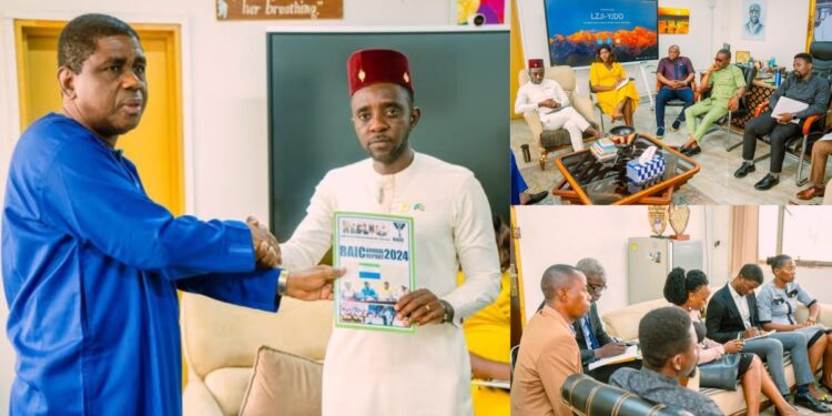 RAIC Boss hands over Annual Report to MOICE’s Chernoh Bah