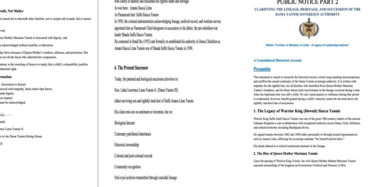 Dama Yannie Ruling House Issues Statement to Correct History