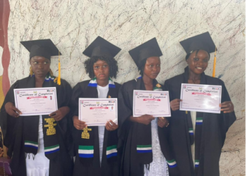 Nyandeyama and Makoloh villages in Kenema and Port Loko…Over 50 young women and girls certified in various skills.