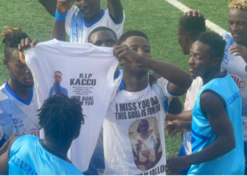 League Top Scorer Jusu Nets 12th Goal Dedicates Goal to Late Father and Former Teammate